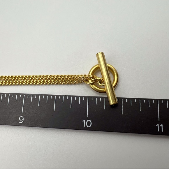 Madewell Gold Tone Toggle Chain Necklace Basic Preppy Circle Bar Minimalist - Picture 4 of 7